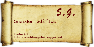 Sneider Gálos névjegykártya
